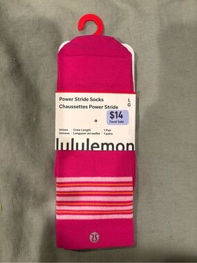 lululemon athletica Power Stride Crew Socks - Pink Stripe